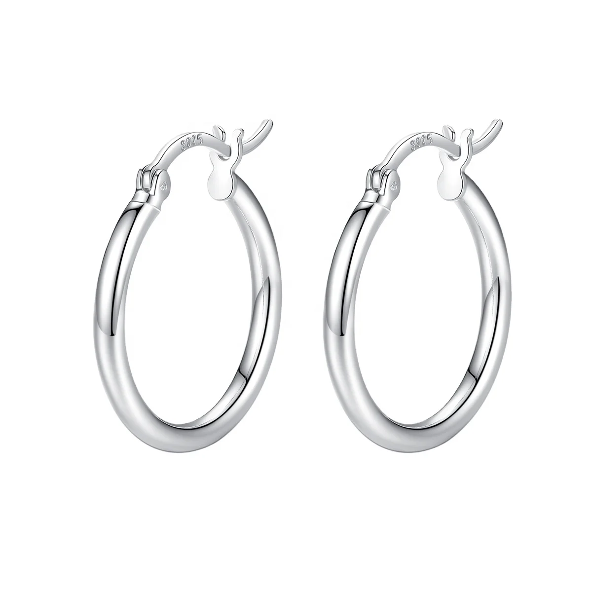 

CZCITY Minimalist Design 925 Sterling Silver 18K White Gold Twist Hoop Earrings Women