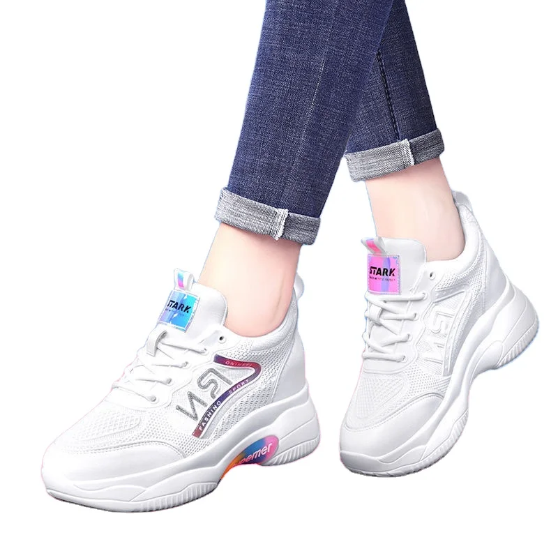 

fashion fly knit high platform black walking style white sneakers sport women shoes, Custom ( black&red)