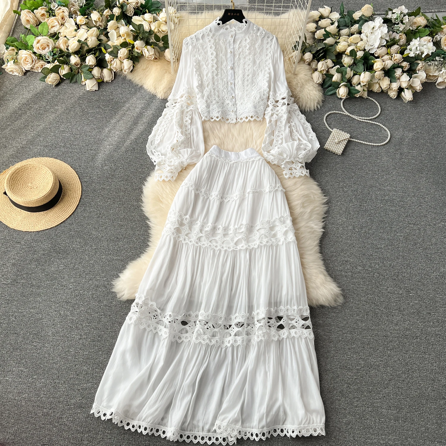 

Plus Size Autumn Elegant 2 Piece Set For Women Crop Top And High Waist Skirts Set Clothing Wholesale