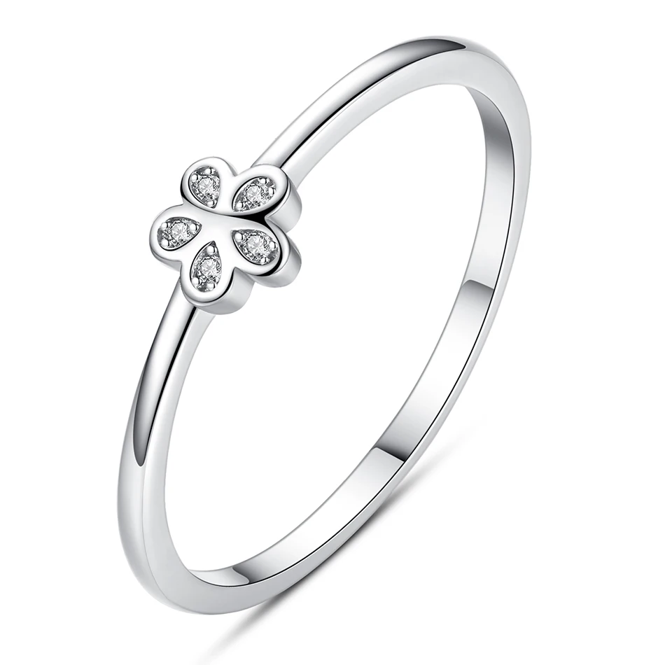 

New Arrivals 925 Sterling Silver Rings With Clear CZ Flower Rings For Women Cute Gift Female Fashion Jewelry