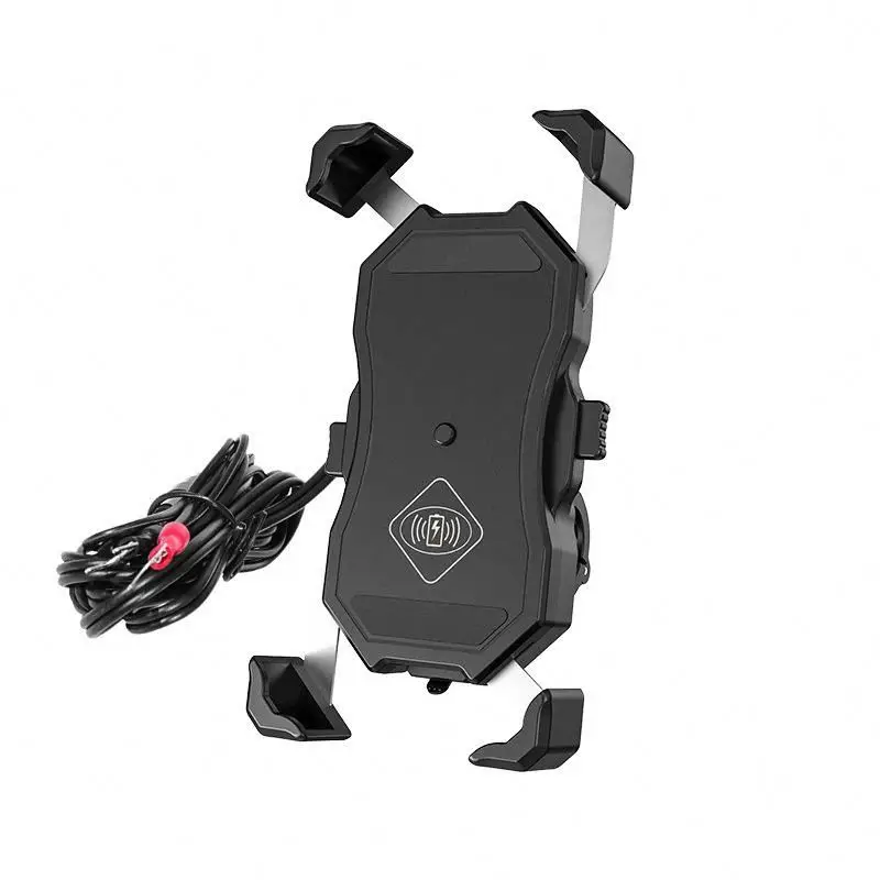 

Bicycle holder with wireless power bank TOLry wireless fast charging motorcycle phone holder, Black