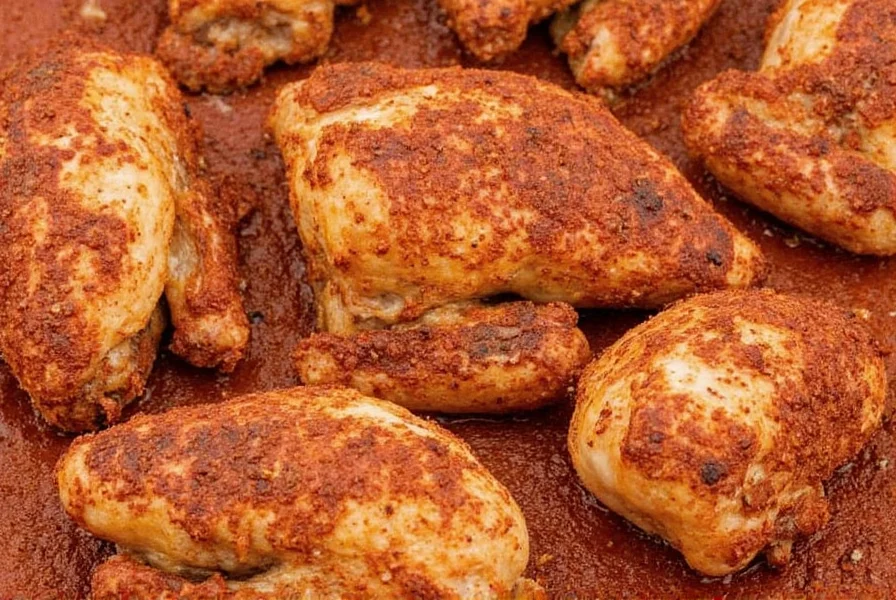 Spiced roasted chicken on tray