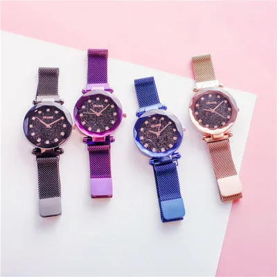 

New 2019 Arrival Star Female Simple Fashion Trend Mesh Steel Belt Starry Quarts Watches