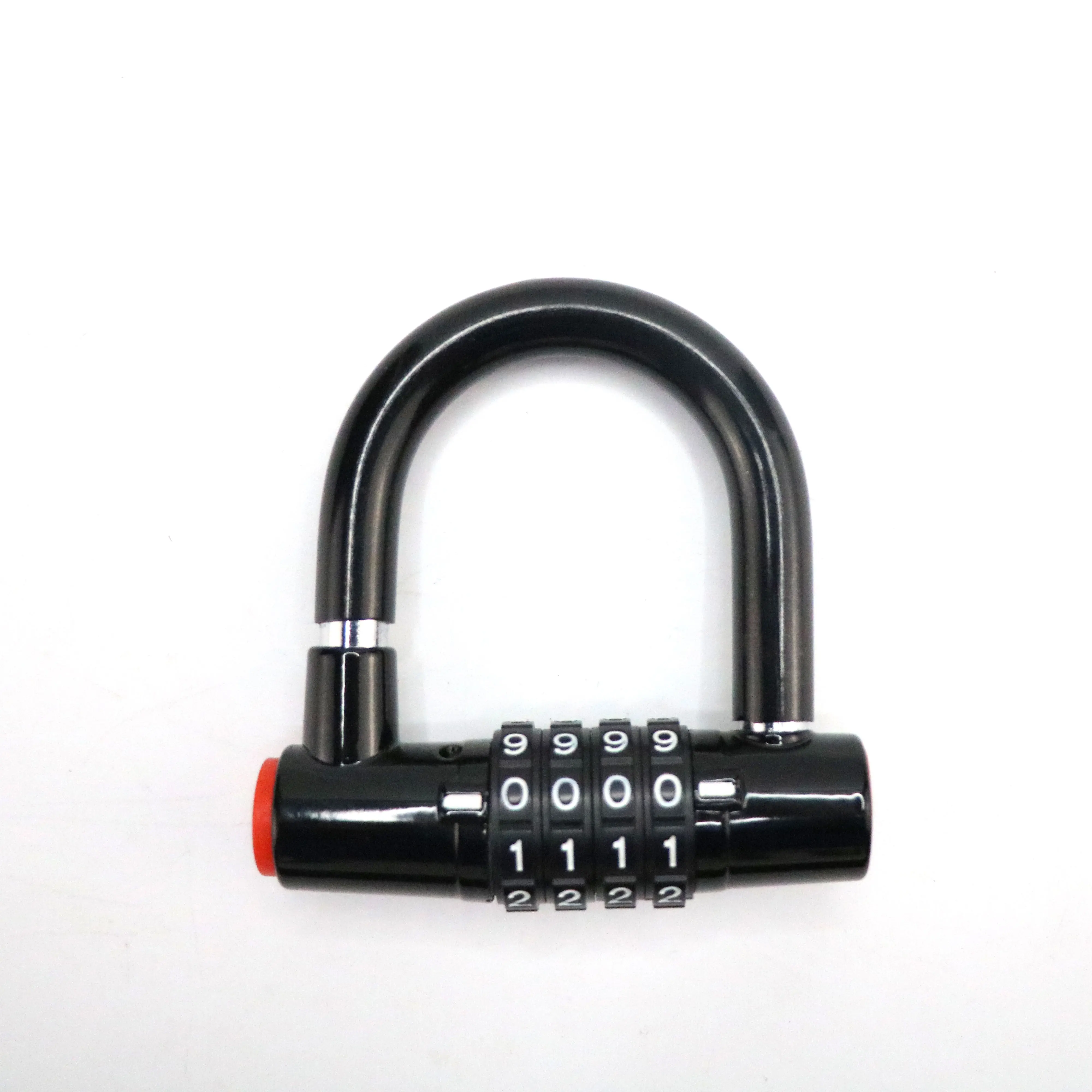 

4-digit code mini portable zinc alloy Wear resistant U-shaped horse shoe anti-theft bicycle lock, Black