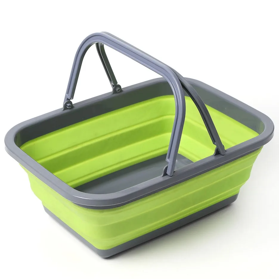 

Kitchen outdoor portable vegetable fruits Laundry plastic silicone shopping picnic foldable Folding Storage Basket ZD003