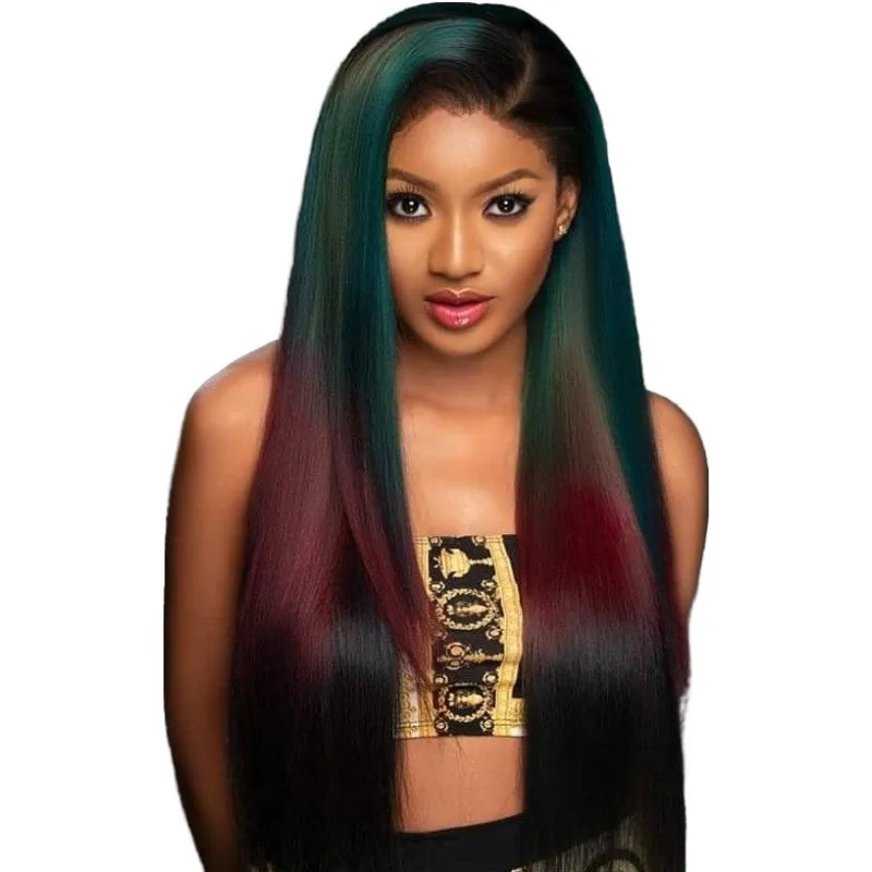 

Color Gradient Women's Long Straight Hair Headgear Synthetic Hair, Pics