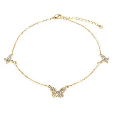 

Butterfly Choker Necklace for Women Copper CZ Popular Jewelry Gold Plated Chain Necklace