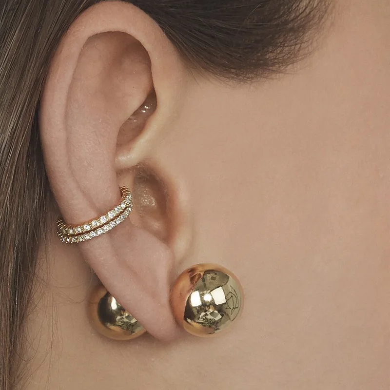 

SH282 Double Ball Fashion Simple stainless steel earrings for women