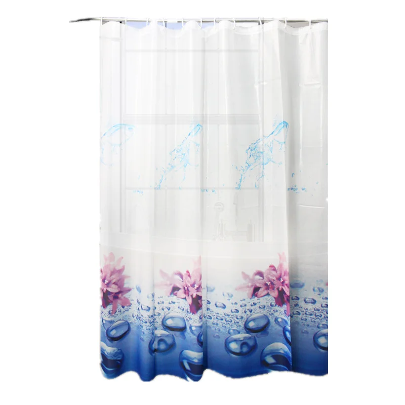 

Top Fashion Printed Hook Design Wholesale Waterproof Bathroom Peva Shower Curtain