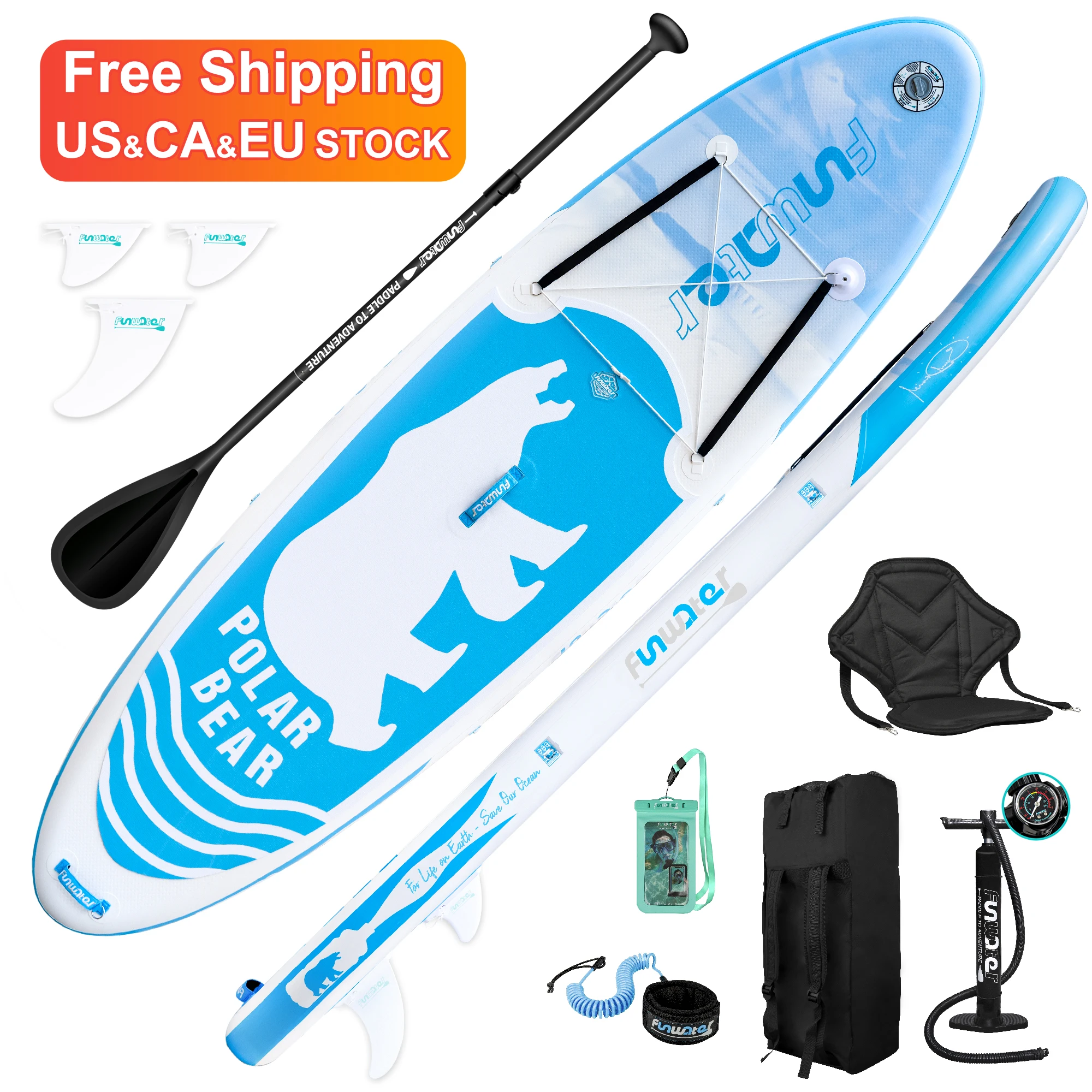 

FUNWATER Free Shipping Dropshipping OEM 10'6" paddleboard sub board stand up paddle board inflatable quality surfboard