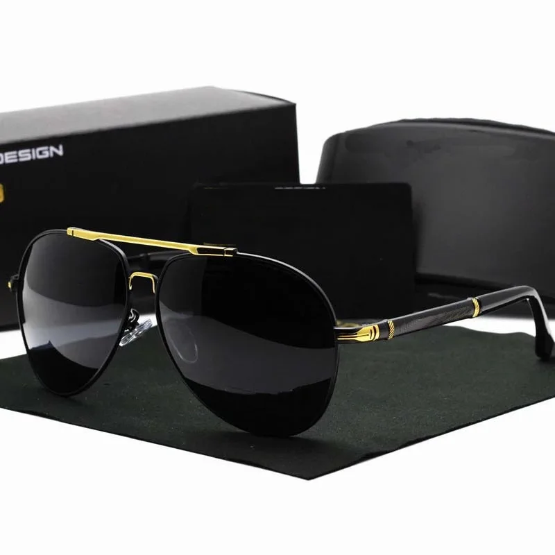 

Trending Sunglasses Polarized Men Driving Sun Glasses Double bridge Classic High End Black Mirror Eyewear Male