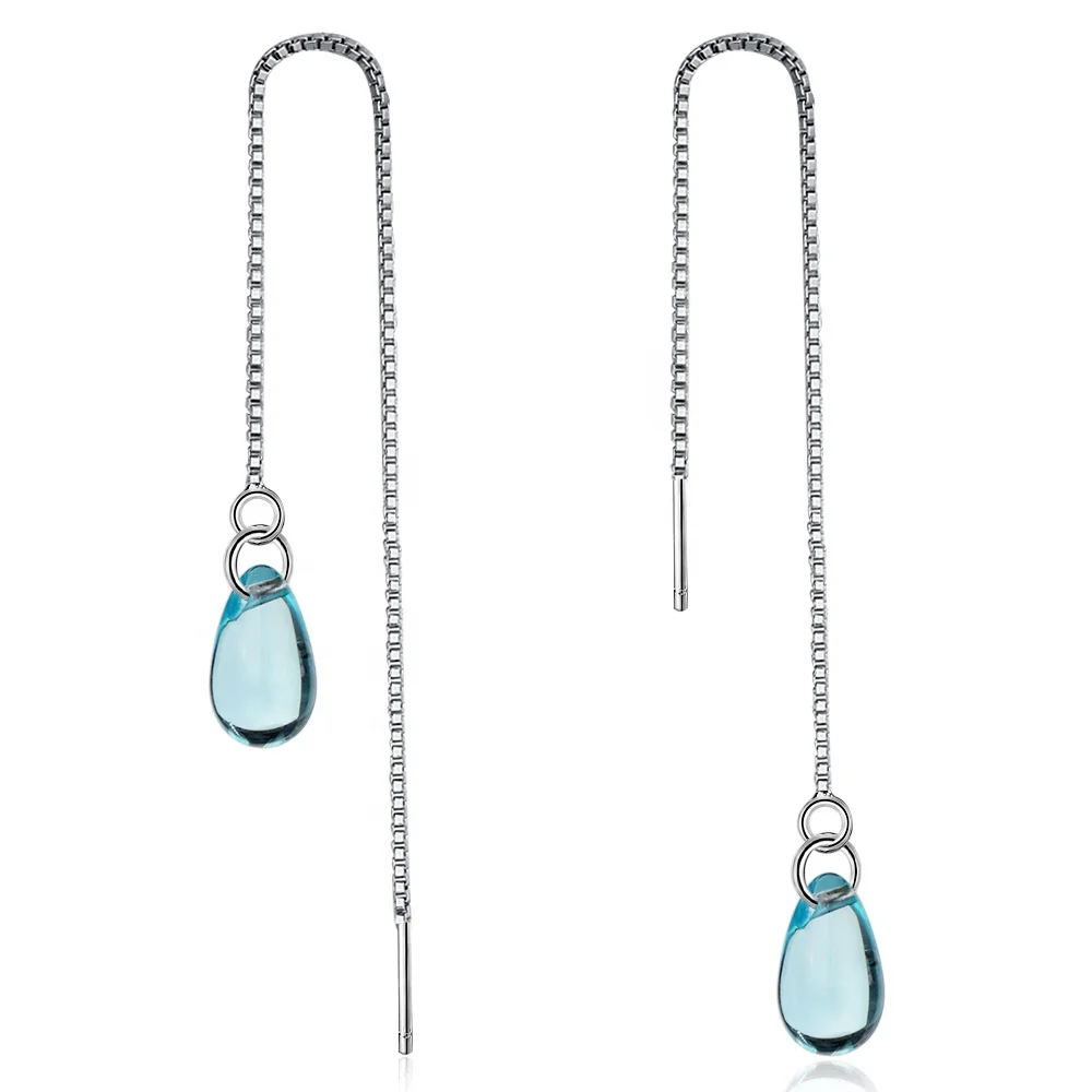 

Water Droplets Blue Crystal Stone Jewelry Austria Crystal Ear Clip For Women