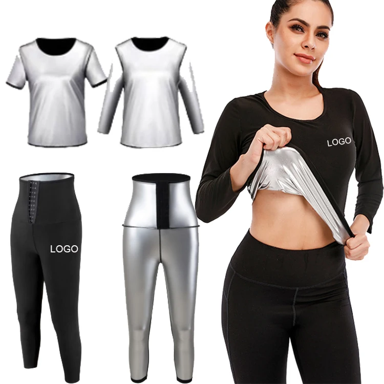 Sauna Shirt Sweat Suit Exercise Weight Loss Fitness T-shirt and Pants Sauna Suit