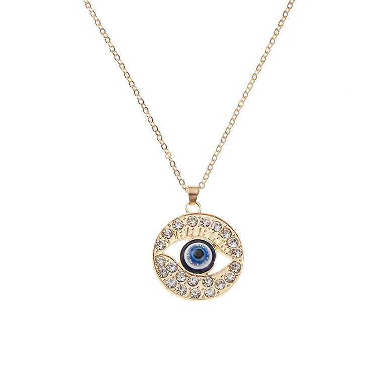 

Fashion 2022 New Design Turkish Blue Eyes Pendant Necklace Gold Plated Devil Eye Necklace Ladies Necklace
