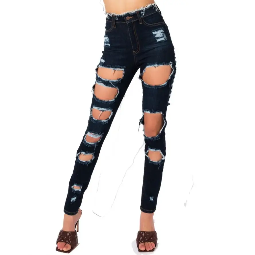 

2021 summer latest design leggings fashion hollow out elastic women's jeans for streetwear, 5color as picture