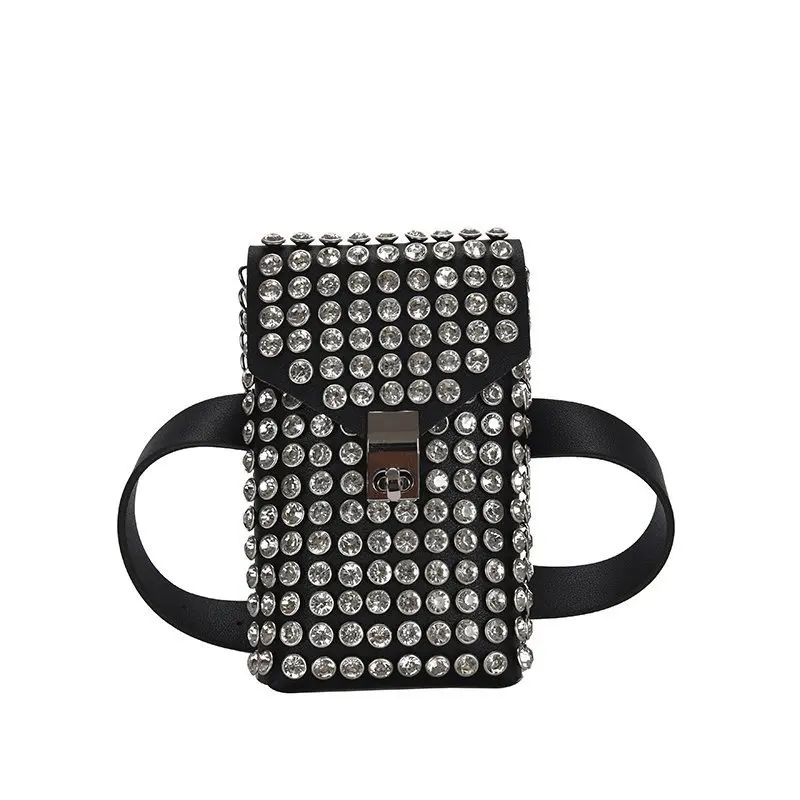 

New design sparkling diamond Waist bag female fashion crossbody bag niche mini mobile phone Purses bag for women 2024