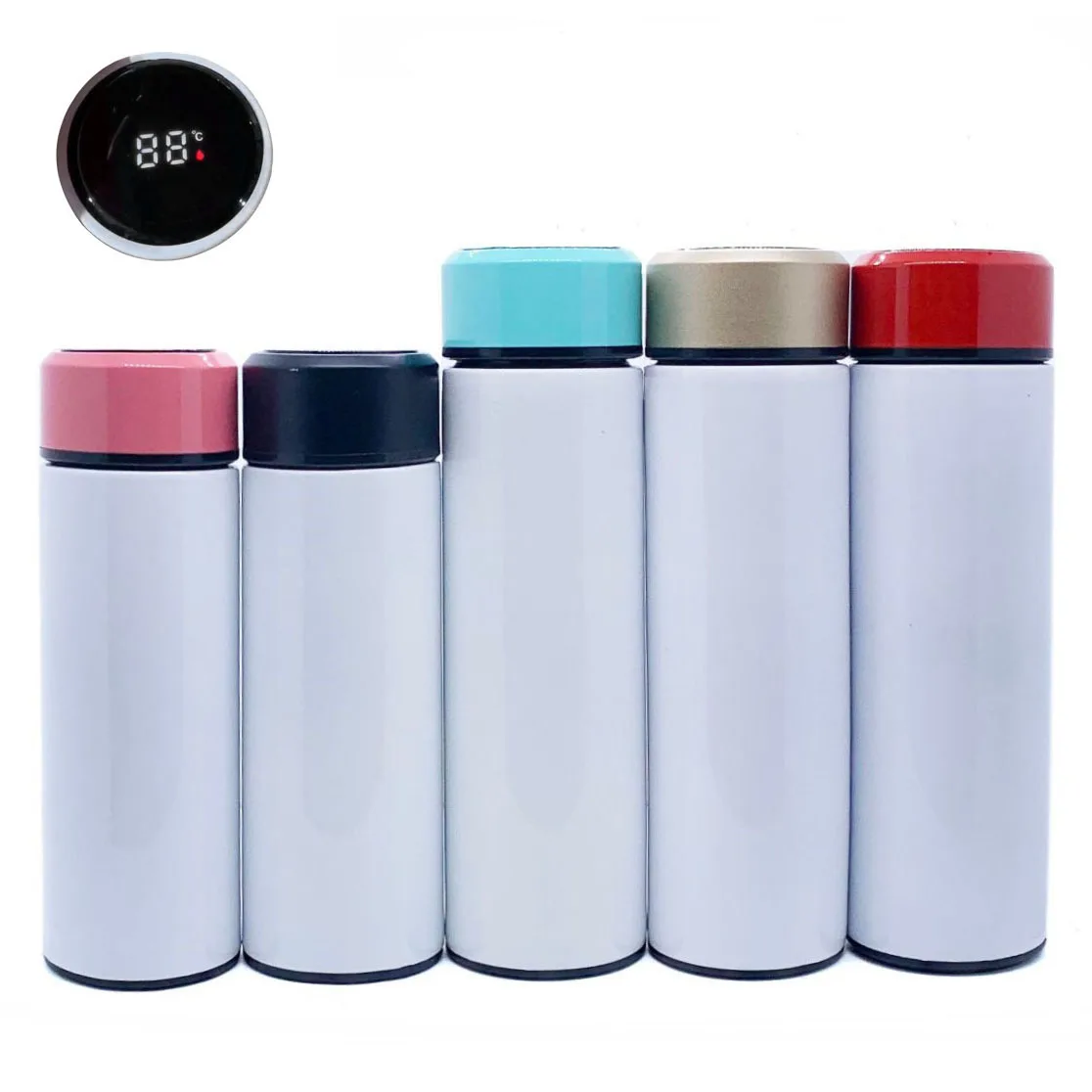 

Seaygift creative 500ml sublimation blank smart temperature vacuum insulated cup flask thermos stainless steel water bottles, White