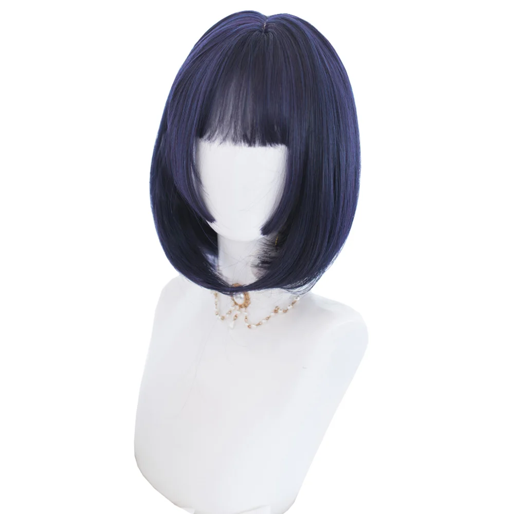 

Daily Makeup Party Synthetic Short Hair Wig Dark Blue Lolita Rooming Face Natural Cute Girls Cosplay Wigs, Pic showed