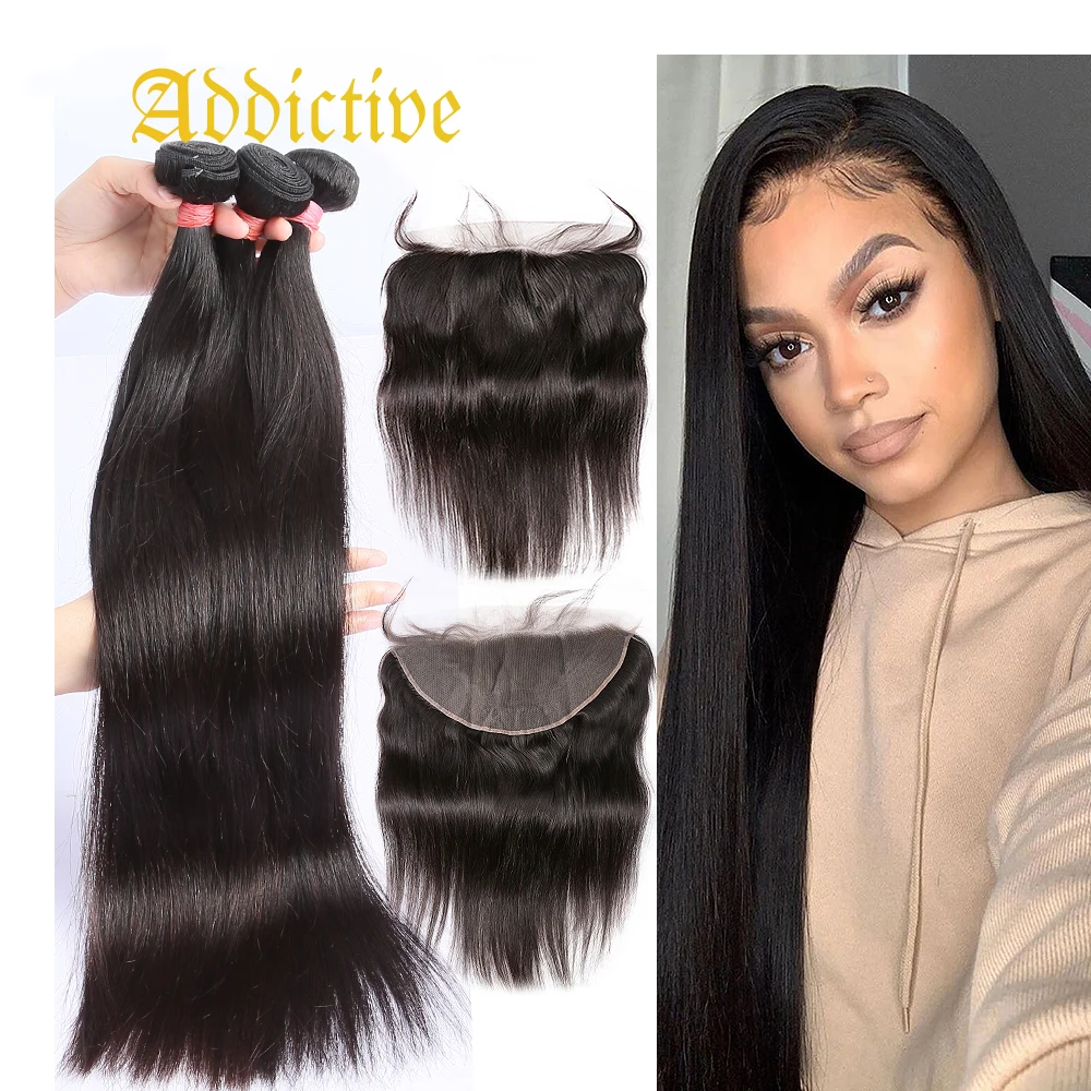 

Addictive lace frontal 13*4 with baby hair 100% wholesale price human hair frontal raw Indian hd lace frontal for business