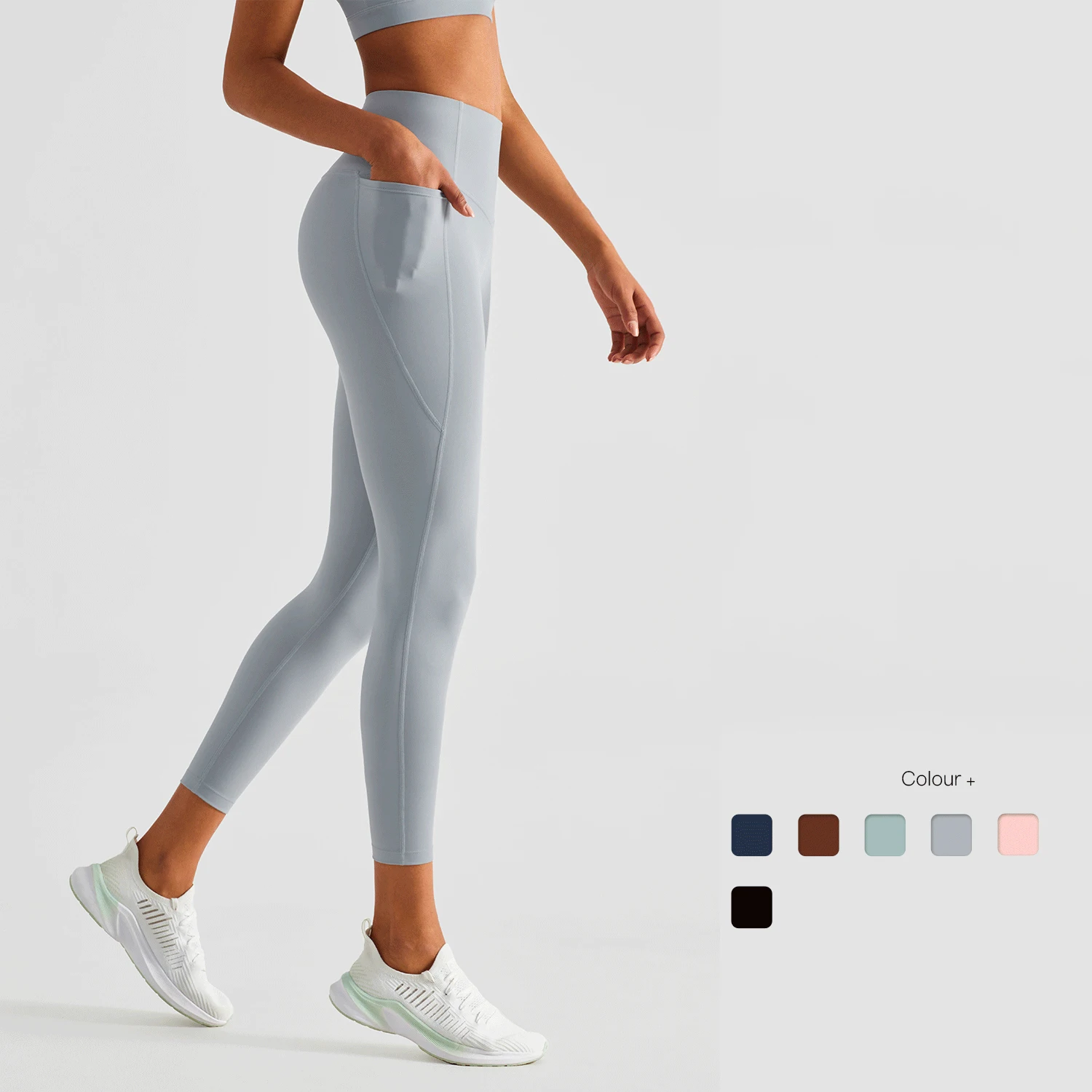 

Yoga Pants One Piece Seamless Yoga Leggings Nude Feeling Side Pockets Fitness Sports Pants Women's Leggings