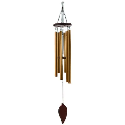 

Hot sell Classic solid wood aluminum pipe metal wind chimes hanging decoration 6 pipe household shop decoration creative gifts, Red