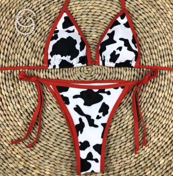 

2021 wholesale bikini suit women sexy swimwear ladies swim suits cow hot selling friendly swimsuit set