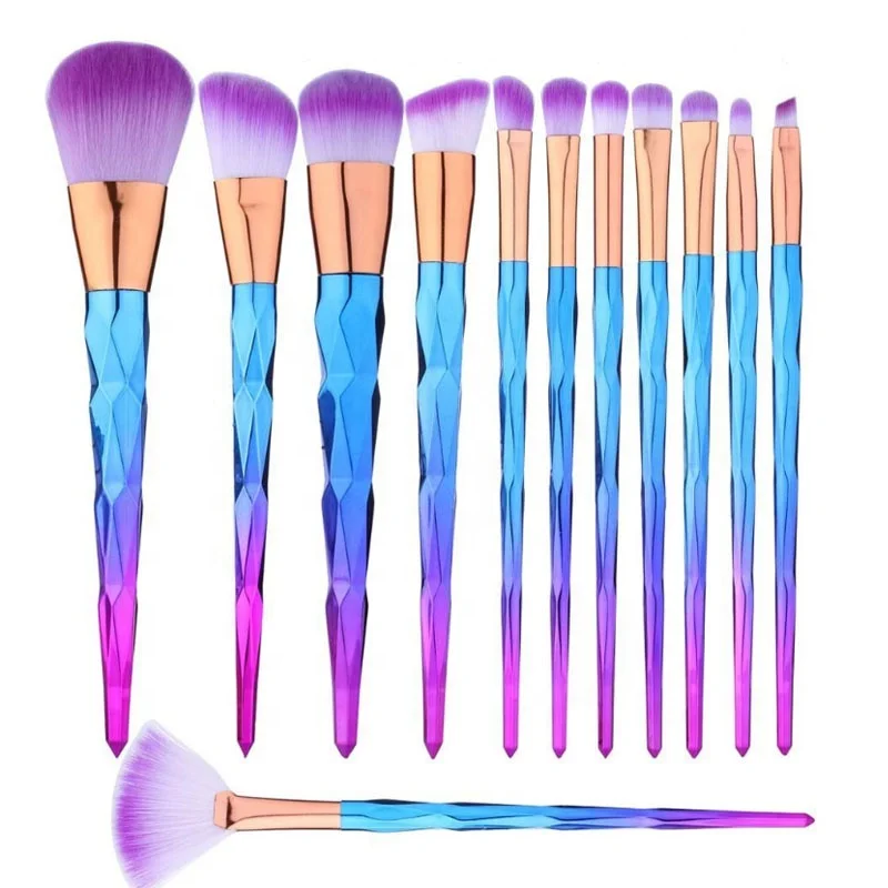 

12 Pcs professional Diamond colorful Beauty Makeup Brushes Fan cosmetic brush