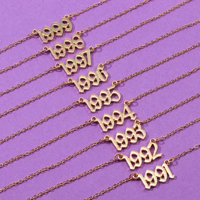 

Artilady 2022 Vintage Stainless Steel Birth Year Statement Necklaces For Women Gold Chain Jewelry Gift