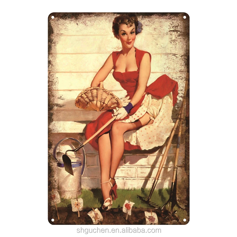 Pinup Poster Sexy Girl Lady Retro Plaque Metal Tin Sign Pin Up Cafe Decoration Pub Wall Plate 4946