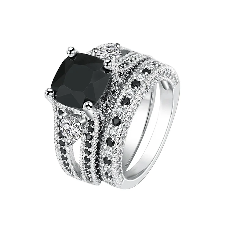 

Exclusive Jewelry Wholesale Silver Ring Settings Big In Black Stones Silver Ring