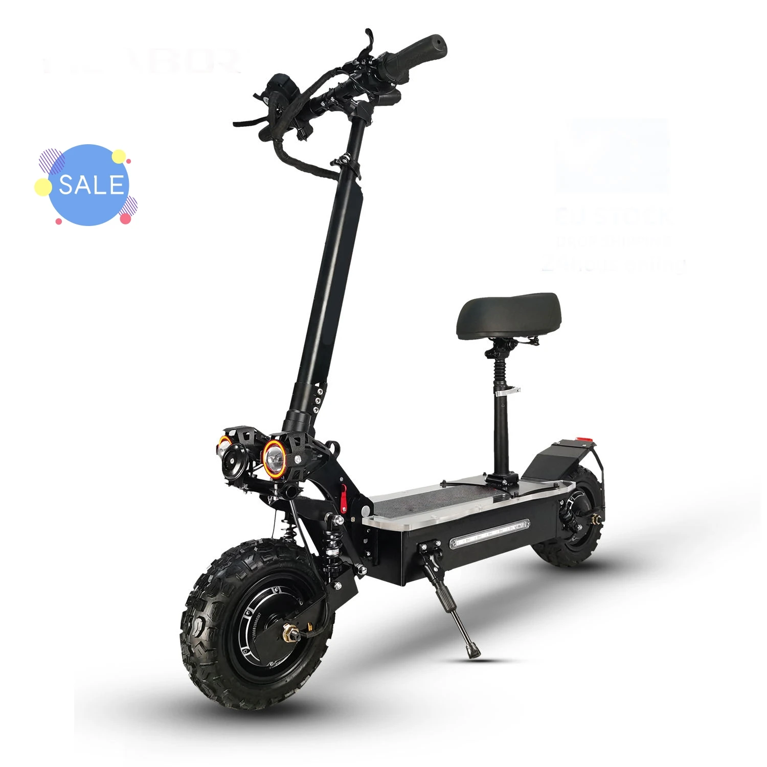 

Portable foldable 11 inch off road tires long range 60-80km 27ah 60v double motor scooter electric 5600w with seat for adults