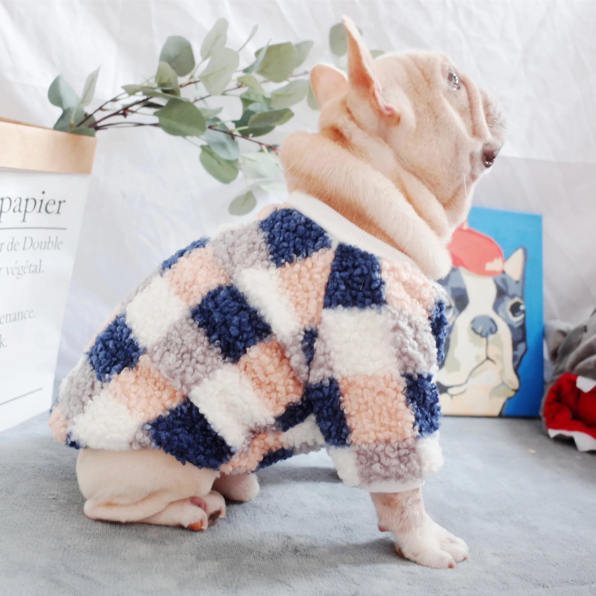 

Pet Winter Coat Thickened Warm Double Wool Plaid Teddy Duff Schnauzer Clothes