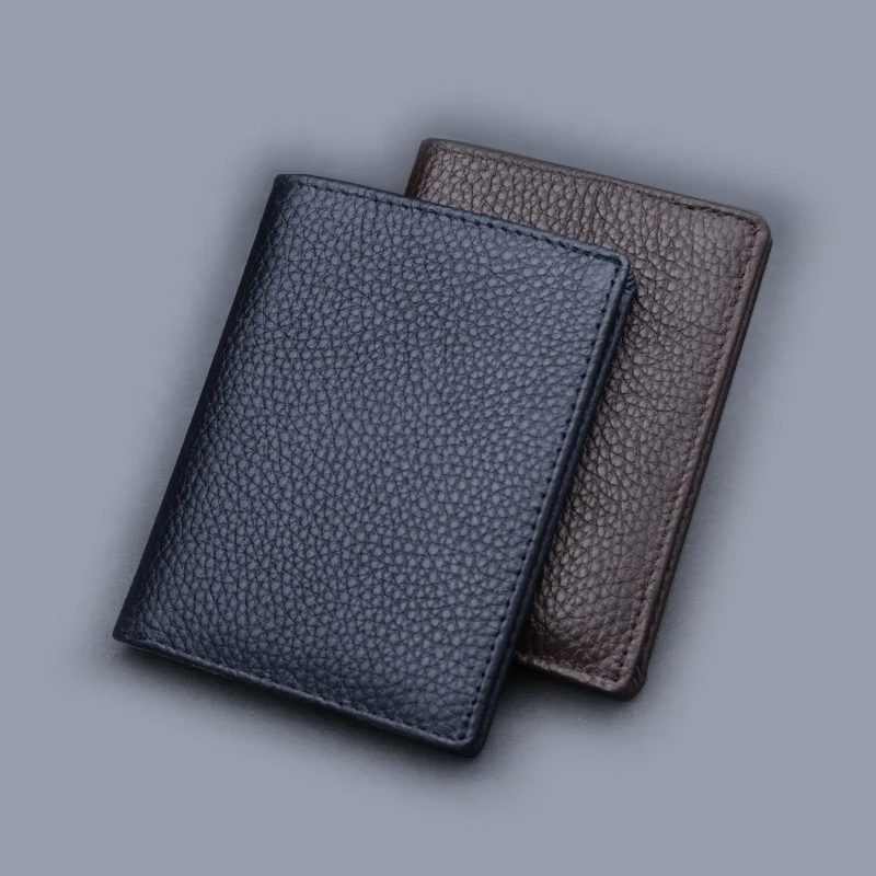 

Wholesale cheap leather wallets cowhide business card holder short wallet mens, Black/coffee