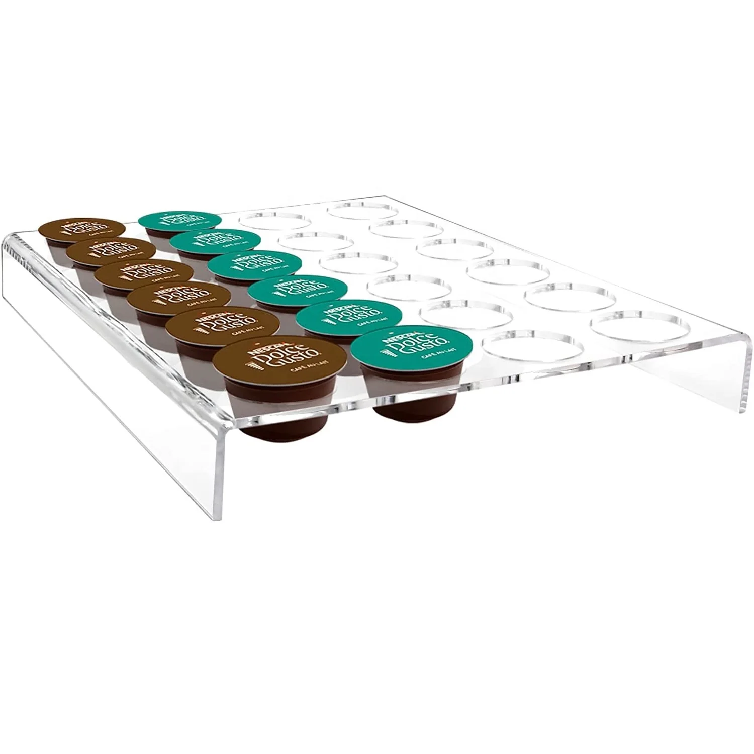 

Clear Acrylic Coffee Pod Holder Storage Tray for Capsule Drawer Insert Organizer Holds 24 Pods Drawer of Kitchen Home Office