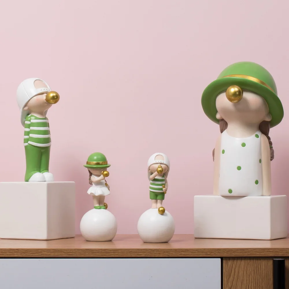 

New Design Entrance Decoration Cute Bubble Girl Poly Resin Baby Care Room Statue Crafts