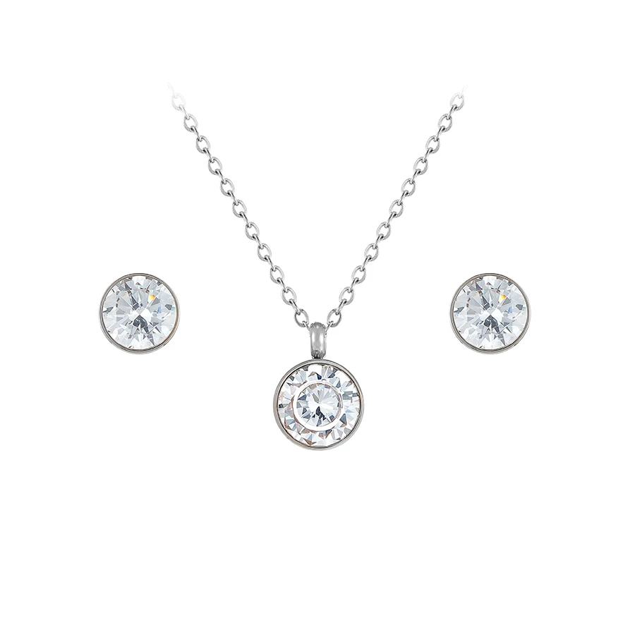 

YXS-548 Xuping Jewelry Crystal pendant necklace Earrings stainless steel two piece set