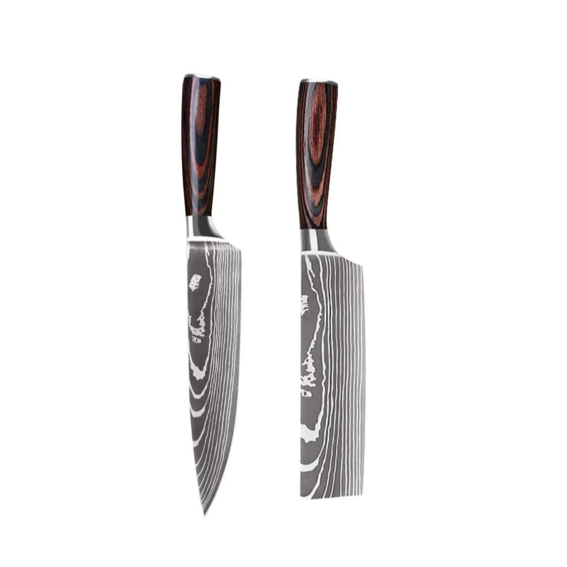 

Dropshipping 2 pcs Knife set Oem Custom Logo 7cr17mov Carbon Stainless Steel Chef Kitchen Chefs wood handle, Silver