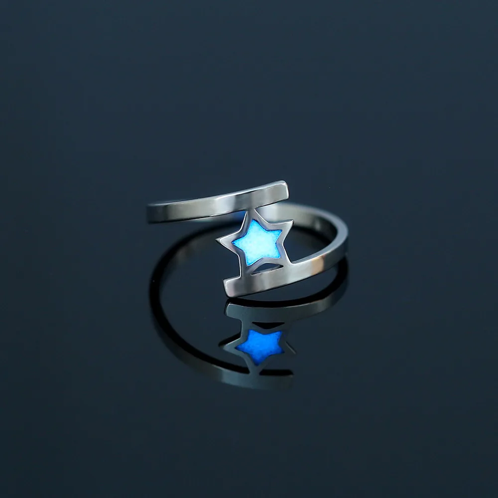 

Anello A Stella Personality Simple Luminous Ring Stainless Steel Anello Luminoso Star Glow In The Dark Ring