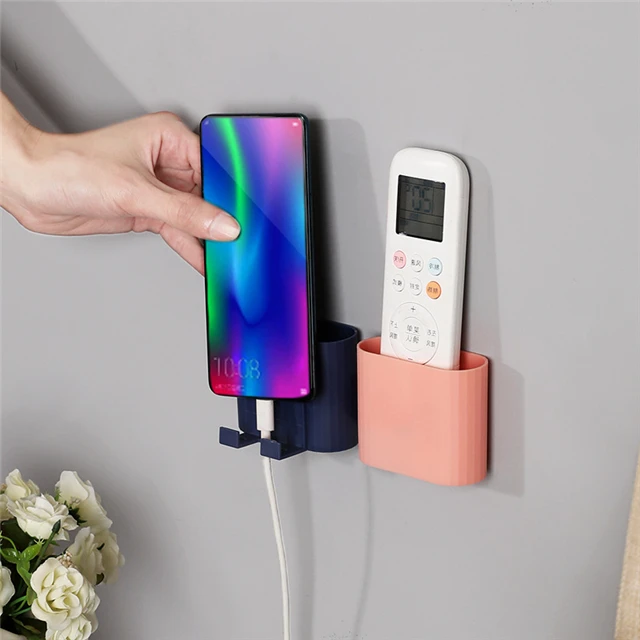 

Lightweight And Durable Wall-mounted Punch-free Remote Control Mobile Phone Storage Box Household Storage Tools, As show
