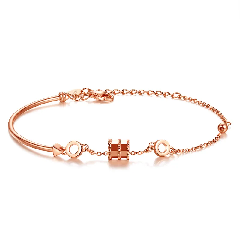 

Fashion S925 Sterling Silver Material Bamboo Shaped Pendant 18K Gold Plated Bracelets, Silver color