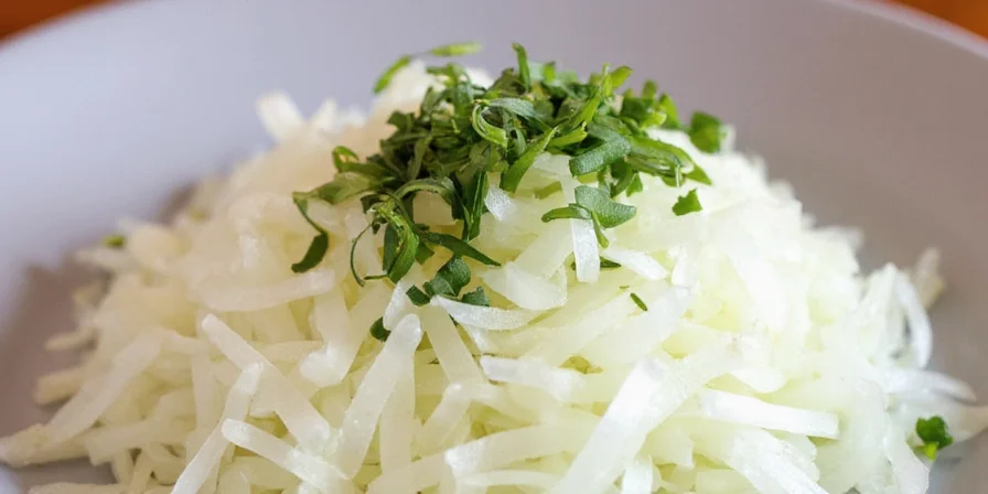 Close-up of properly minced onions on a cutting board