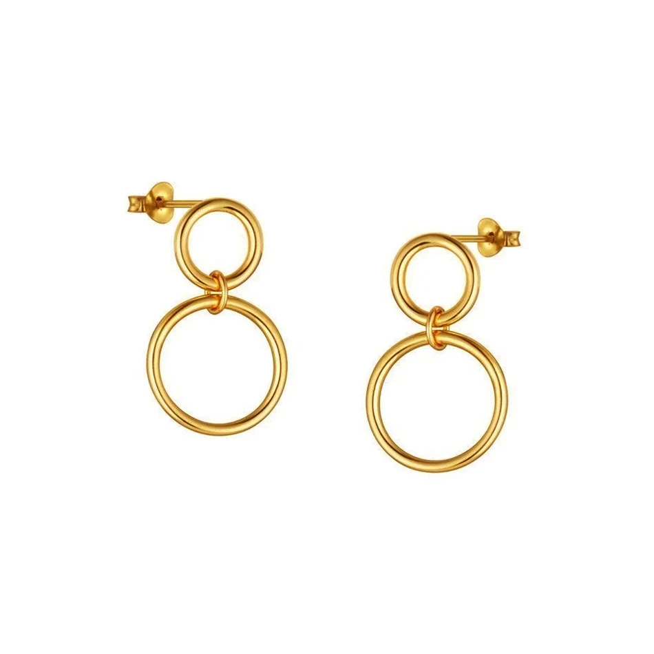 

925 sterling silver minimalist drop earrings 18k gold plated double circle stud earrings for women