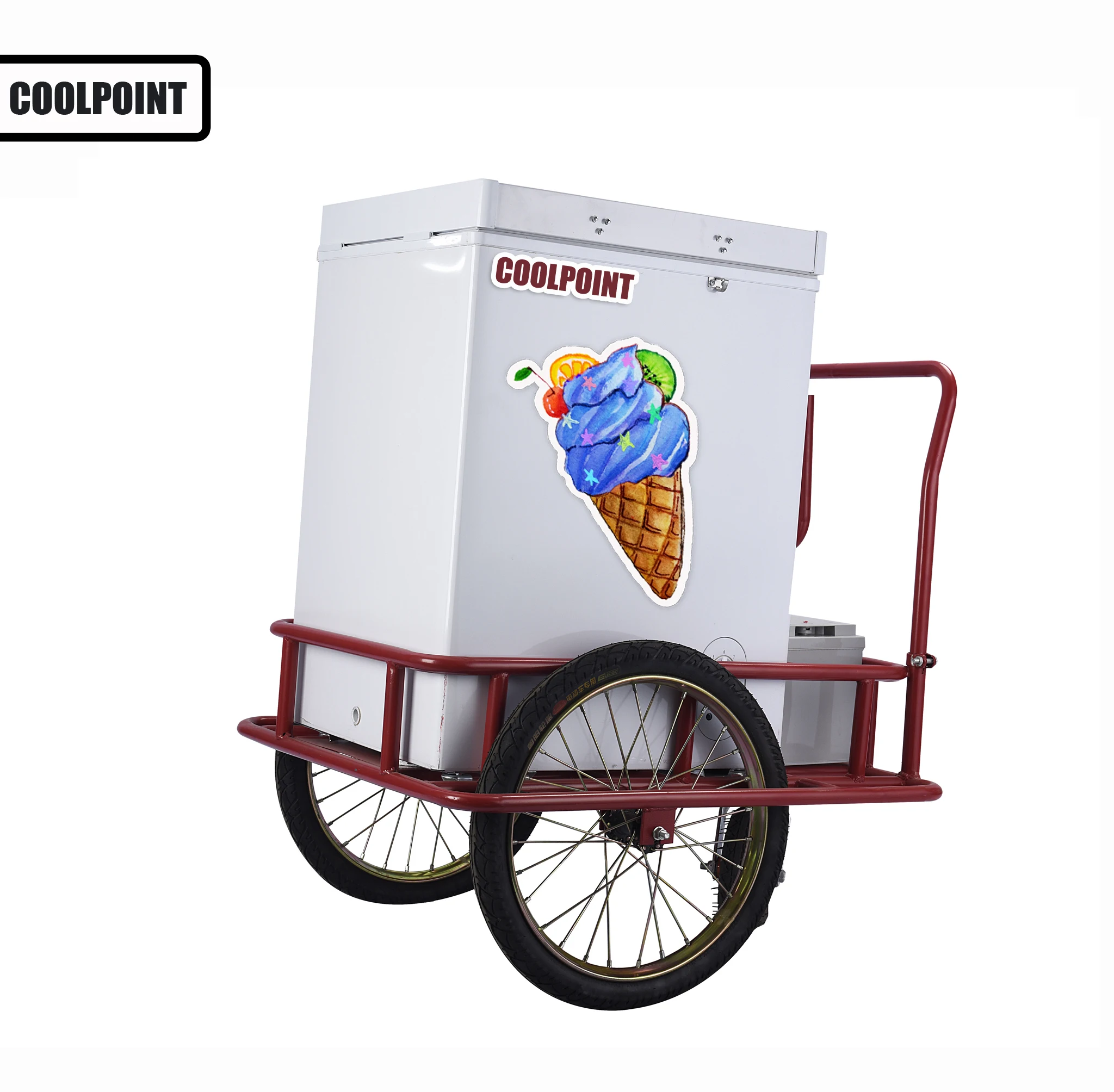 Hot Selling 108l Bike Ice Cream Cart Push Cart With Refrigerating