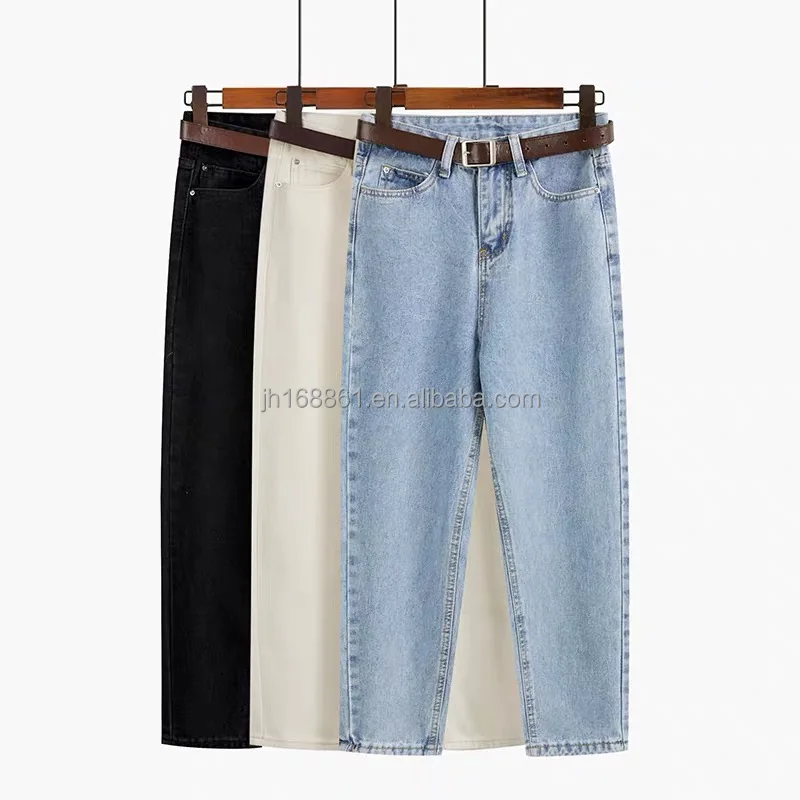 

2021 new factory low wholesale high waist straight leg high waist tear mother tear jeans woman, Blue