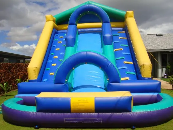 Double ladder and single line inflatable slide for kids