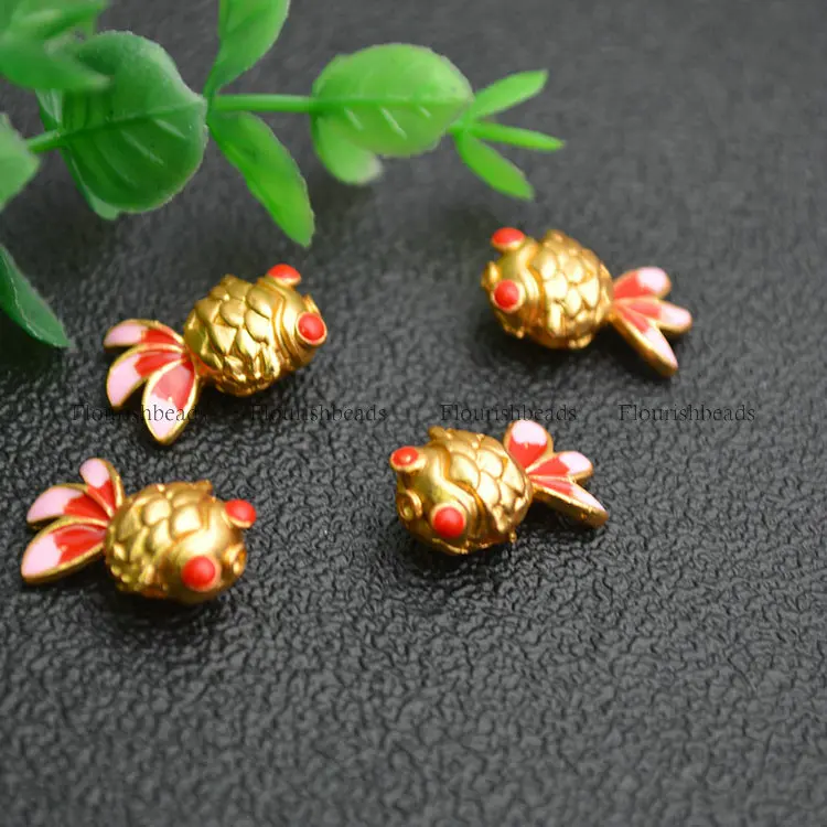 

Cute Animal Gold Fish Enamel Metal Loose Beads Charms