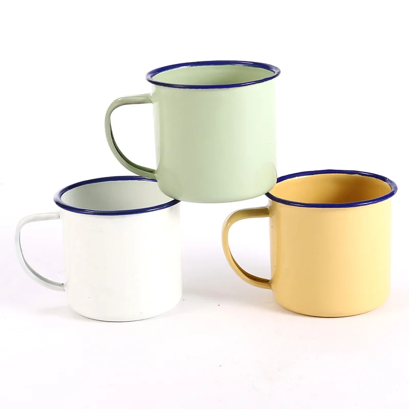 

Professional Wholesale metal white Enamel cheaper cup mug,Traveling Enamel Mug Without Decal, White/green/yellow