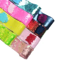 

High quality decorative tape 3 inch reversibla 2 color sequin fabric ribbon