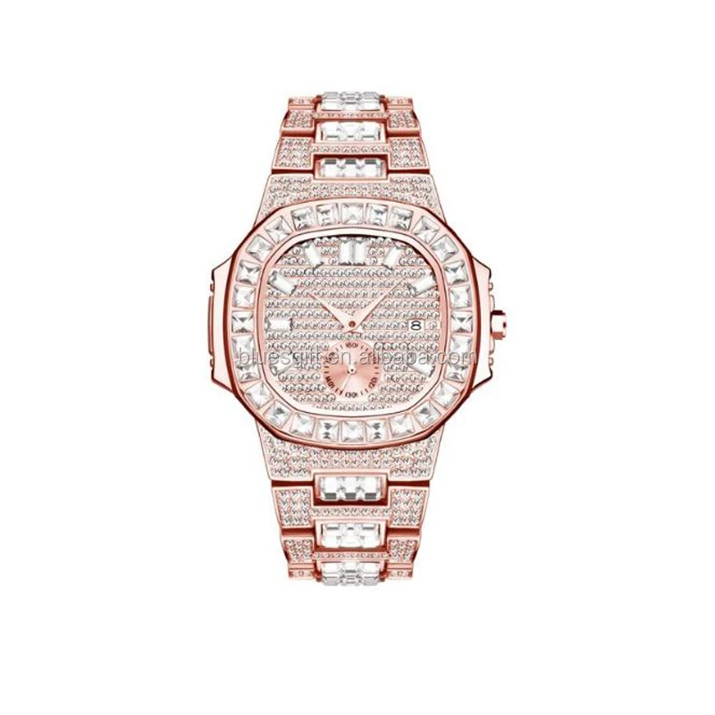 

Blues RTS Rose Gold Luxury Calendar Baguette Diamond Lady Watch