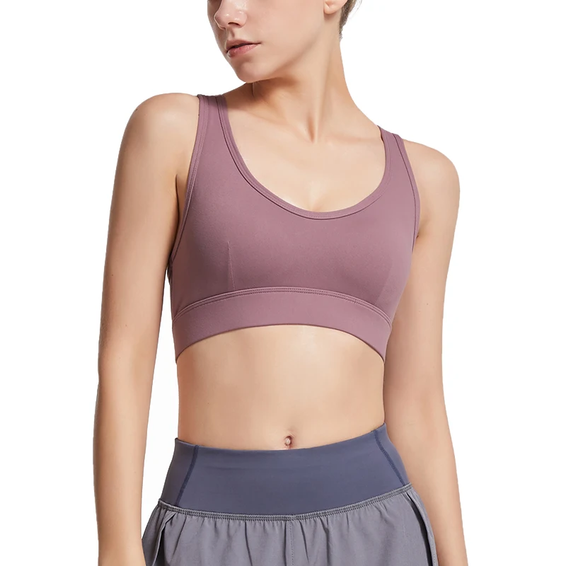 

OEM ODM hollow Out crop top breathable shockproof Bras beauty undies backless Solid color Tank Retro Women Cheap Sports Bra